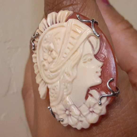 925 35mm Cornelian Hand Carved Cameo.  STUNNING.  FIRM. ITALY. - Picture 5 of 11